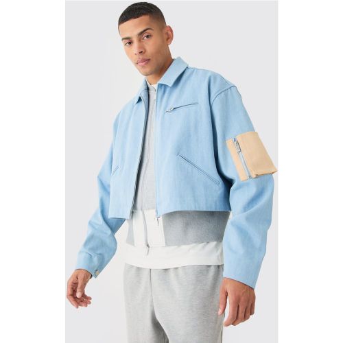 Veste oversize en jean et jersey - S - Boohooman - Modalova