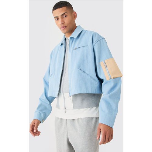 Veste oversize en jean et jersey - XL - Boohooman - Modalova