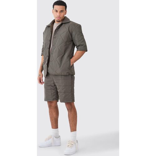 Ensemble matelassé avec chemise carrée et short - M - Boohooman - Modalova