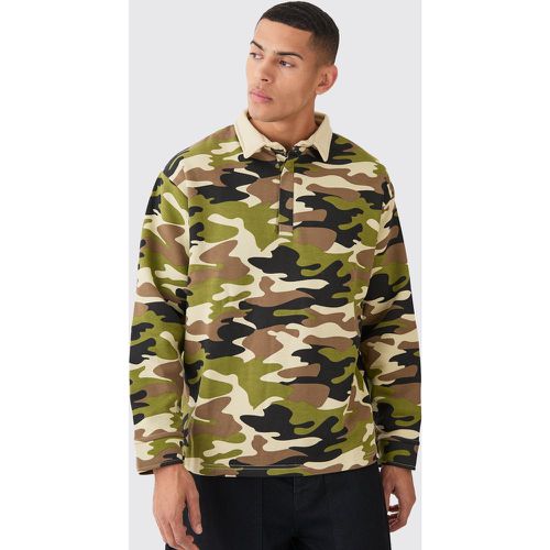 Polo de rugby oversize à imprimé camouflage homme - L - Boohooman - Modalova