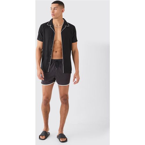 Ensemble avec chemise à manches courtes et short de bain - S - Boohooman - Modalova