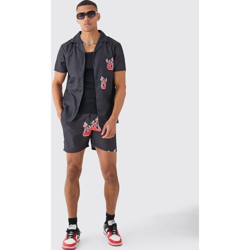 Ensemble de bain avec chemise à manches courtes et short de bain - S - Boohooman - Modalova