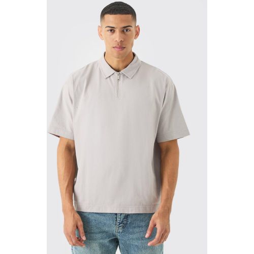 Oversized Heavy Zip Neck Polo - S - Boohooman - Modalova