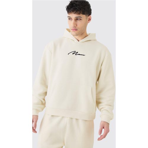 Sweat à capuche oversize en polaire à logo - MAN homme - S - Boohooman - Modalova