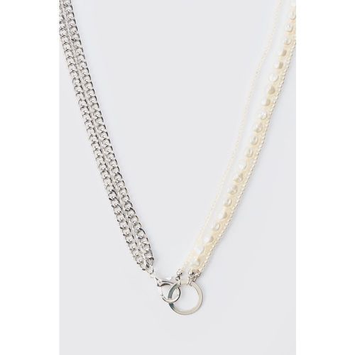 Half Pearl Half Chain Necklace - Boohooman - Modalova