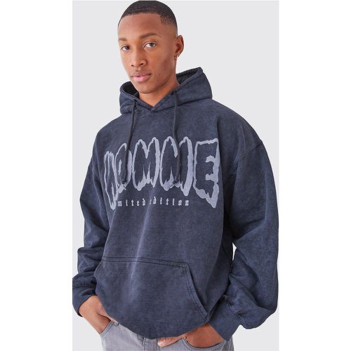 Sweat à capuche oversize délavé imprimé - XS - Boohooman - Modalova