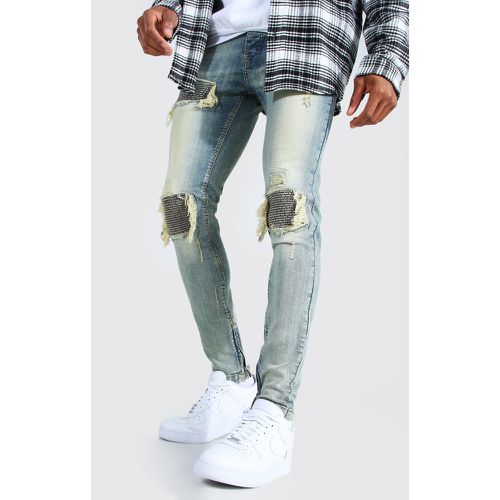 Jean skinny déchiré et réparé - 34R - Boohooman - Modalova