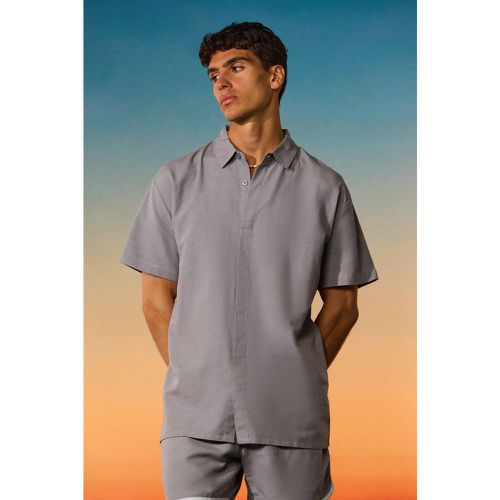 Oversized Linen Concealed Placket Shirt - Boohooman - Modalova