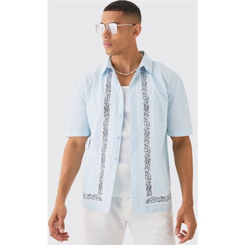 Chemise en lin à empiècement contrastant - S - Boohooman - Modalova