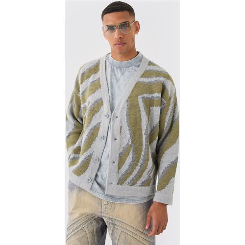 Cardigan oversize à motif jacquard - L - Boohooman - Modalova