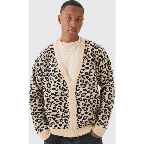 Cardigan oversize à motif léopard - L - Boohooman - Modalova