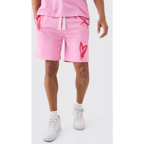 Short large à imprimé cœur - S - Boohooman - Modalova