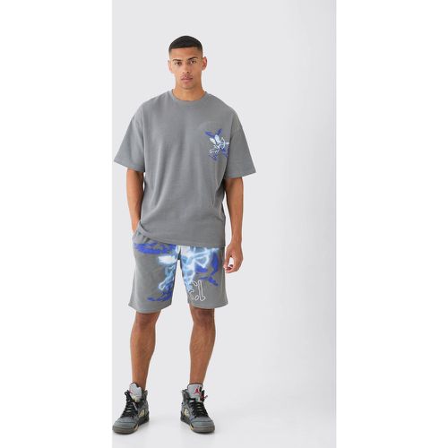 Ensemble oversize imprimé avec t-shirt et short - L - Boohooman - Modalova