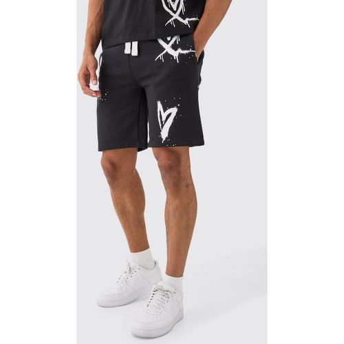 Short large à imprimé cœur - L - Boohooman - Modalova