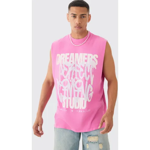 Oversized Dreamers Graffiti Printed Wash vest - Boohooman - Modalova