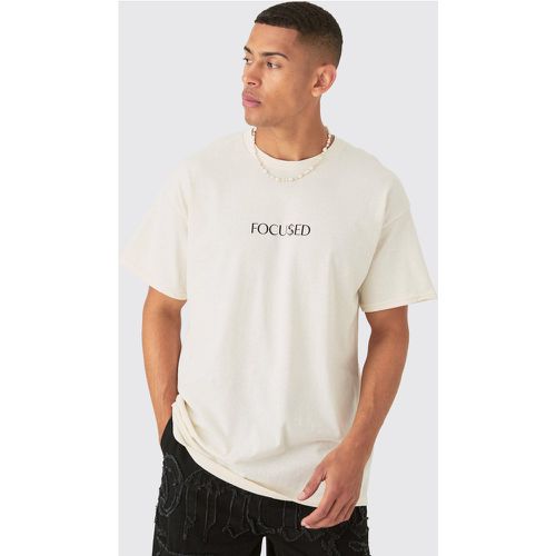 Oversized Focu$ed Slogan T-shirt - Boohooman - Modalova