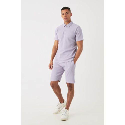 Ensemble gaufré avec polo et short - XL - Boohooman - Modalova