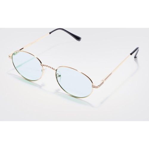 Lunettes de soleil ovales en métal - ONE SIZE - Boohooman - Modalova