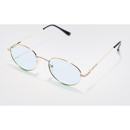 Oval Metal Frame Sunglasses In Green - Boohooman - Modalova