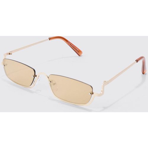 Lunettes de soleil rectangulaires en métal - ONE SIZE - Boohooman - Modalova