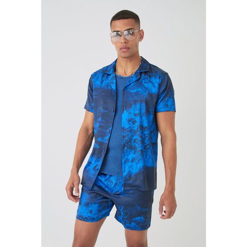 Ensemble satiné avec chemise à manches courtes et short - M - Boohooman - Modalova