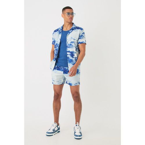 Ensemble satiné avec chemise à manches courtes et short - L - Boohooman - Modalova