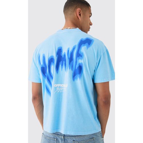 T-shirt oversize délavé à imprimé graffiti - S - Boohooman - Modalova