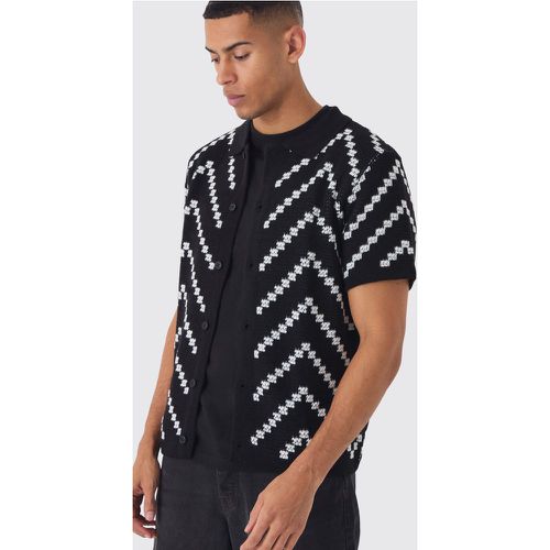 Chemise rayée en maille - S - Boohooman - Modalova