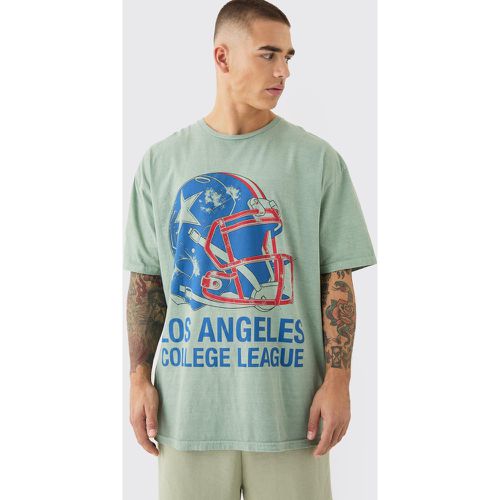 Oversized Los Angeles Varsity Wash T-shirt - Boohooman - Modalova