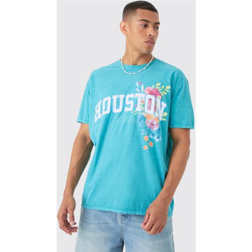Oversized Extended Neck Houston Floral T-shirt - Boohooman - Modalova