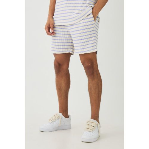 Short slim à rayures en tissu gaufré - L - Boohooman - Modalova