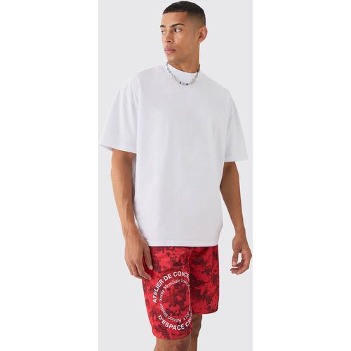 Ensemble oversize à col montant avec t-shirt et short - M - Boohooman - Modalova