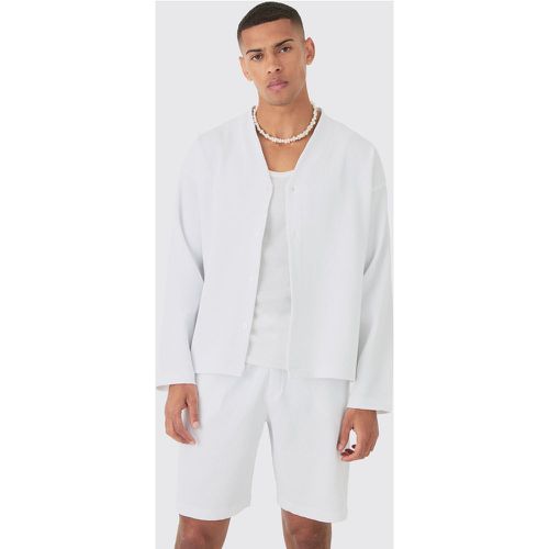 Ensemble plissé à manches longues avec chemise oversize et short - L - Boohooman - Modalova