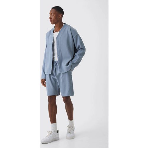 Ensemble plissé à manches longues avec chemise oversize et short - L - Boohooman - Modalova