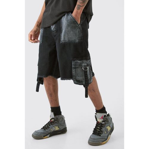 Tall - Short cargo large en noir délavé - 32 - Boohooman - Modalova