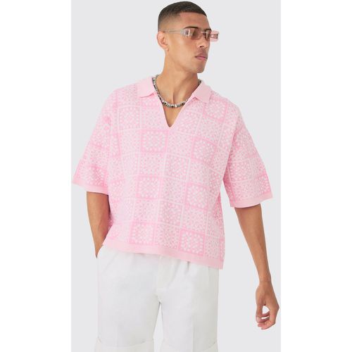 Polo oversize en crochet - S - Boohooman - Modalova