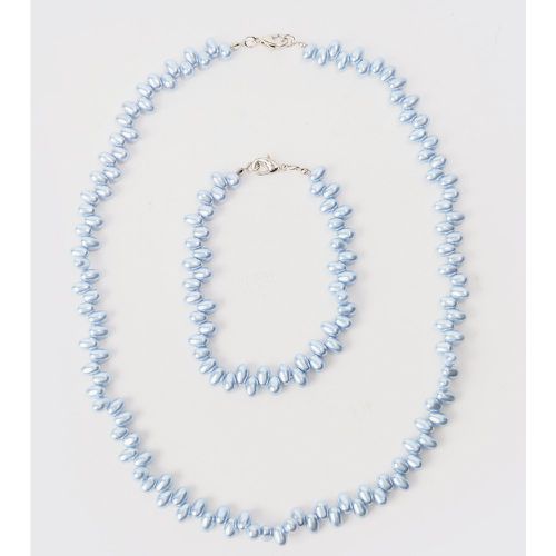 Pearl Bead Necklace & Bracelet Set In Blue - Boohooman - Modalova
