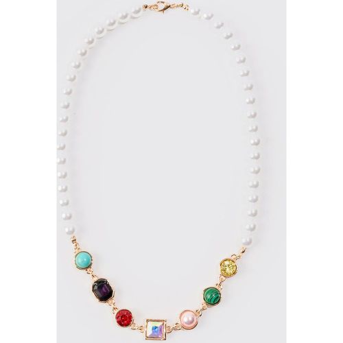 Collier à perles et strass - ONE SIZE - Boohooman - Modalova