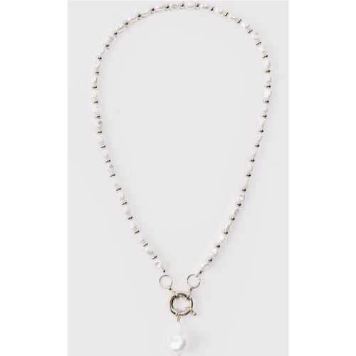 Pearl Pendant Necklace In Silver - Boohooman - Modalova