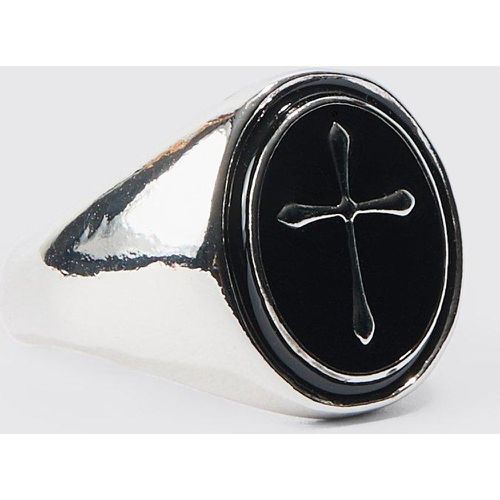 Cross Signet Ring In Black - - S/M - Boohooman - Modalova
