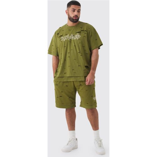 Grande taille - Ensemble oversize à double épaisseur avec t-shirt et short - XXL - Boohooman - Modalova