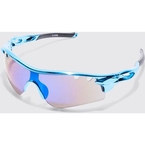 Lunettes de soleil chromées sportives - ONE SIZE - Boohooman - Modalova