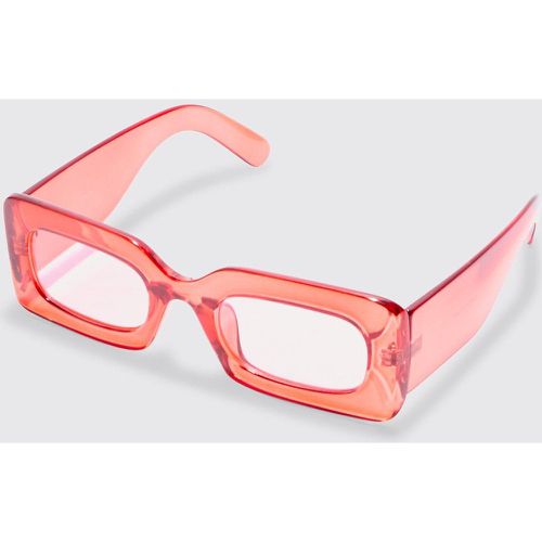 Rectangular Clear Plastic Sunglasses In Red - Boohooman - Modalova