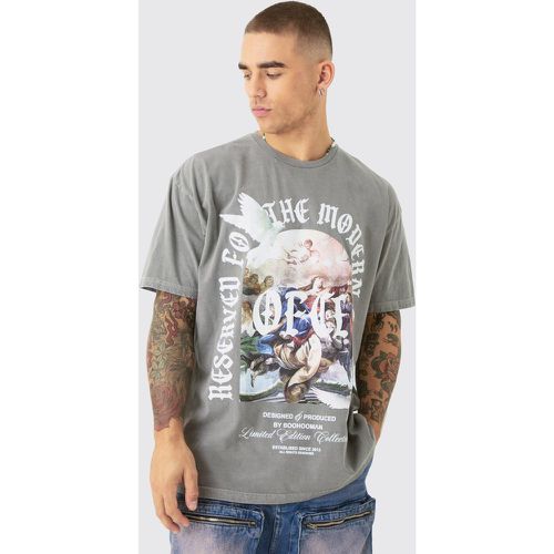 T-shirt oversize délavé imprimé Renaissance - L - Boohooman - Modalova