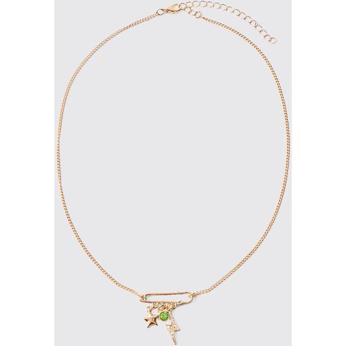 Collier en chaîne dorée à pendentifs contrastants - ONE SIZE - Boohooman - Modalova