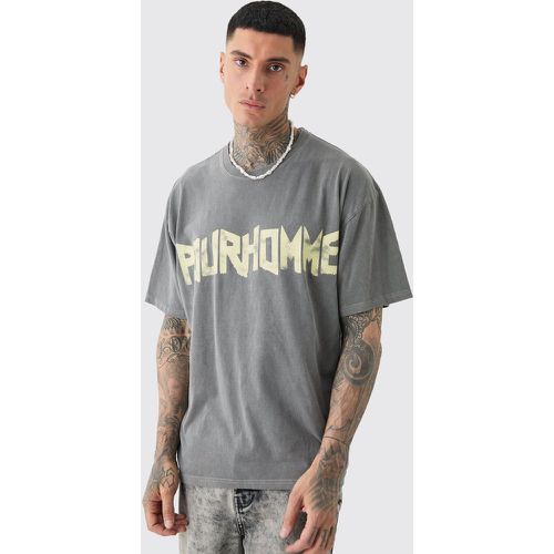 Tall - T-shirt oversize délavé imprimé - S - Boohooman - Modalova