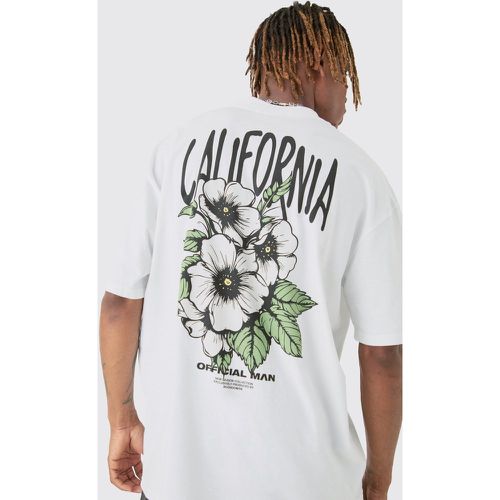 Tall Oversized California Floral T-shirt In White - Boohooman - Modalova