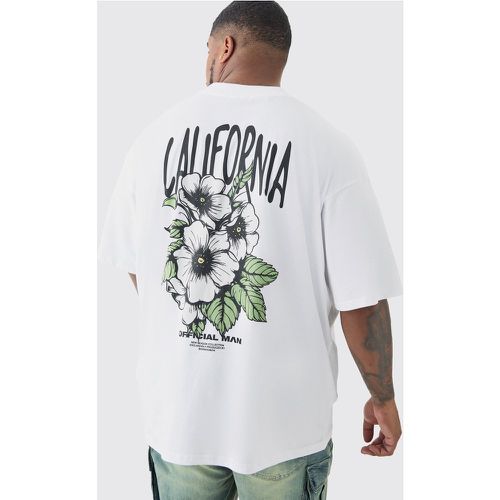 Plus Oversized California Floral T-shirt In White - - XXXXL - Boohooman - Modalova
