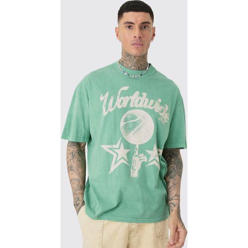 Tall Worldwide Baseball T-shirt In Green - Boohooman - Modalova
