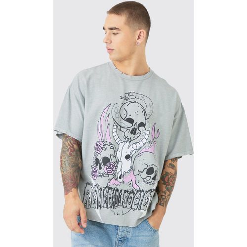 Oversized Skull Wash Graphic T-shirt - Boohooman - Modalova